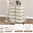 Pemberly Row 10-Drawer Storage Cart Utility Rolling Trolley in White