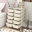 Pemberly Row 10-Drawer Storage Cart Utility Rolling Trolley in White