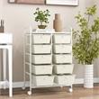 Pemberly Row 10-Drawer Storage Cart Utility Rolling Trolley in White