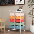 Pemberly Row 10-Drawer Plastic Storage Cart Utility Rolling Trolley in Macaron