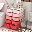 Pemberly Row 10-Drawer Storage Cart Utility Rolling Trolley in Pink