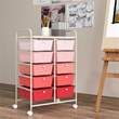 Pemberly Row 10-Drawer Storage Cart Utility Rolling Trolley in Pink