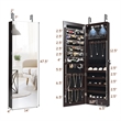 Pemberly Row Mirrored Jewelry Cabinet Jewelry Armoire with 2 LED Lights in Brown