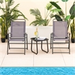 Pemberly Row 4pcs Patio Portable Folding Sling Chairs Dining in Gray
