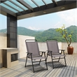 Pemberly Row 4pcs Patio Portable Folding Sling Chairs Dining in Gray
