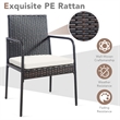 Pemberly Row 4PCS Patio Wicker Rattan Dining Chairs for Garden in Brown