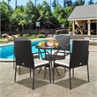 Pemberly Row 4PCS Patio Wicker Rattan Dining Chairs for Garden in Brown