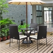 Pemberly Row 4PCS Patio Wicker Rattan Dining Chairs for Garden in Brown