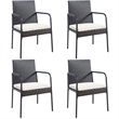 Pemberly Row 4PCS Patio Wicker Rattan Dining Chairs for Garden in Brown