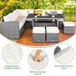Pemberly Row 7 PCS Patio Dining Set Sectional Sofa Couch Ottoman Garden in White