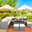 Pemberly Row 7 PCS Patio Dining Set Sectional Sofa Couch Ottoman Garden in White