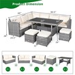 Pemberly Row 7 PCS Patio Dining Set Sectional Sofa Couch Ottoman Garden in White