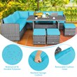 Pemberly Row 7 PCS Patio Dining Set Sectional Sofa Couch Ottoman Garden