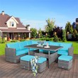 Pemberly Row 7 PCS Patio Dining Set Sectional Sofa Couch Ottoman Garden