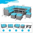 Pemberly Row 7 PCS Patio Dining Set Sectional Sofa Couch Ottoman Garden