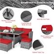 Pemberly Row 7 PCS Patio Dining Set Sectional Sofa Couch Ottoman Garden in Red