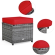 Pemberly Row 7 PCS Patio Dining Set Sectional Sofa Couch Ottoman Garden in Red
