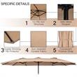 Pemberly Row 15 Ft Patio Double Sided Outdoor Market Umbrella in Coffee