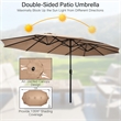Pemberly Row 15 Ft Patio Double Sided Outdoor Market Umbrella in Coffee