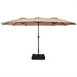 Pemberly Row 15 Ft Patio Double Sided Outdoor Market Umbrella in Coffee