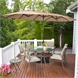 Pemberly Row 15 Ft Patio Double Sided Outdoor Market Umbrella in Coffee