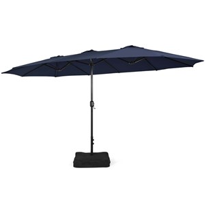 Pemberly Row 15 Ft Patio Double Sided Outdoor Market Umbrella in Navy