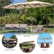 Pemberly Row 15 Ft Patio Double Sided Outdoor Market Umbrella in Beige