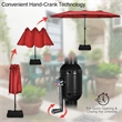 Pemberly Row 15 Ft Patio Double Sided Outdoor Market Umbrella in Red