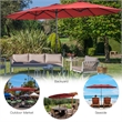 Pemberly Row 15 Ft Patio Double Sided Outdoor Market Umbrella in Red