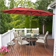 Pemberly Row 15 Ft Patio Double Sided Outdoor Market Umbrella in Red