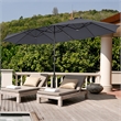 Pemberly Row 15 Ft Patio Double Sided Outdoor Market Umbrella in Gray