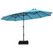 Pemberly Row 15 Ft Patio Double Sided Outdoor Market Umbrella in Turquoise