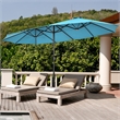 Pemberly Row 15 Ft Patio Double Sided Outdoor Market Umbrella in Turquoise