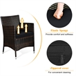 Pemberly Row 4PCS Patio Set Cushioned Sectional Sofa Chair Coffee Table in Black