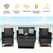 Pemberly Row 4PCS Patio Set Cushioned Sectional Sofa Chair Coffee Table in Black