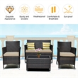 Pemberly Row 4PCS Patio Set Cushioned Sectional Sofa Chair Coffee Table in Brown