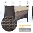 Pemberly Row 4PCS Patio Set Cushioned Sectional Sofa Chair Coffee Table in Brown