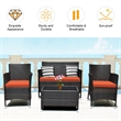 Pemberly Row 4PCS Patio Set Cushioned Sectional Sofa Chair Coffee Table - Orange