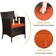 Pemberly Row 4PCS Patio Set Cushioned Sectional Sofa Chair Coffee Table - Orange