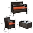 Pemberly Row 4PCS Patio Set Cushioned Sectional Sofa Chair Coffee Table - Orange