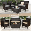 Pemberly Row 4PCS Patio Set Cushioned Sectional Sofa Chair Coffee Table