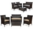 Pemberly Row 4PCS Patio Set Cushioned Sectional Sofa Chair Coffee Table