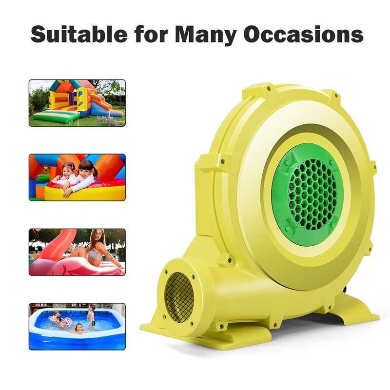 Pemberly Row Air Blower Pump Fan 735 Watt 1.0HP For Inflatable Castle in Yellow