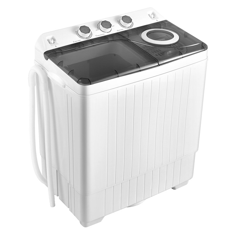 Pemberly Row 26lbs Portable Semi-automatic Twin Tub Washing Machine in Gray