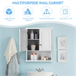 Pemberly Row Bathroom Wall Cabinet Medicine Storage Organizer w/ Shelf in White