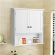 Pemberly Row Bathroom Wall Cabinet Medicine Storage Organizer w/ Shelf in White