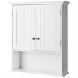 Pemberly Row Bathroom Wall Cabinet Medicine Storage Organizer w/ Shelf in White