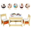 Pemberly Row Kids Table Chairs Set w/ Storage Boxes Blackboard Drawing - Natural