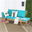 Pemberly Row Patio Convertible Sofa Daybed Wood Furniture in Turquoise