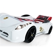 Pemberly Row Modern Wood Twin Race Car Bed with Remote Control in White